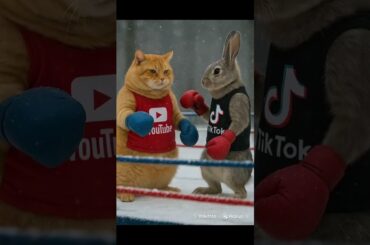 You cat vs T rabbit #funny #cute