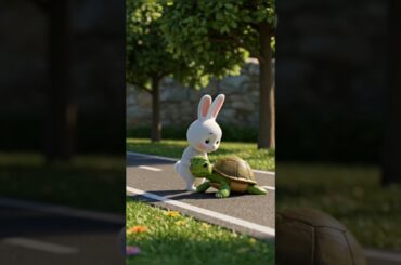 rabbit and turtle #cute #rabbit #turtle #cat #dog #rabbitrescue #3danimation#shorts