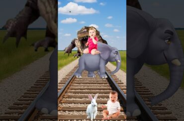 white  colors Cute rabbit & baby vs crocodile & train driver tom...