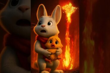 Rabbit protects baby bird from fire #tinyhero