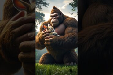 "King Kong Saves a Helpless Rabbit #cute #rabbit  #shorts