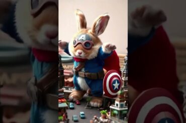 Cute Rabbit Playing Captain America