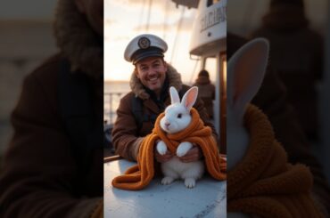 Brave Ship Captain Save Cute Rabbit#animalrescue #cute #bunny #wildlife #youtubeshorts