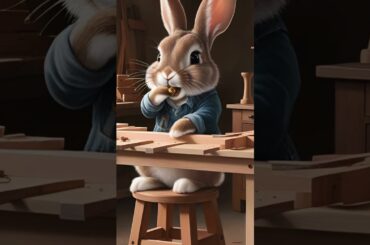 Cute Bunny Woodworker Chewing Intricate Furniture Designs | Adorable Pet Rabbit Carpentry