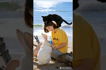 Rabbit Rescues and grill food with the girl #cartoon #animals #cute #rabbit #cooking #Nfgrillfood