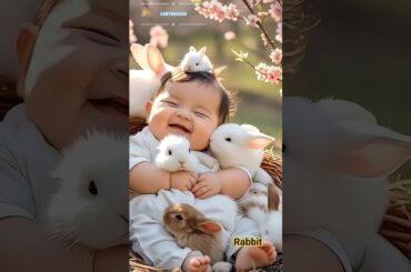 Cute Baby & Rabbit#video #Rabbits#videoshort #newsong #viralshort #youtubeshort #dance #danceshorts