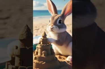 Bunny Sandcastle Builder at the Litter Box Beach | Cute Bunny Beach Fun