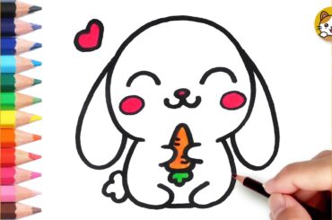 Bunny Drawing Easy | How to draw a Cute Bunny Step by Step | Kawaii Drawings