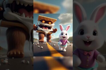 Cute Bunny chased by Giant s'mores monster! #cats #cutecat #funny #catlovers