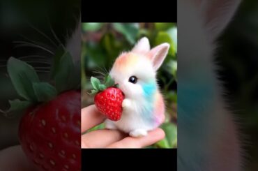 cute rabbit eating strawbery!!!