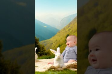 Baby Rabbit | When a baby meets bunnies for the first time #cutebabymoments #cutebunny #babyrabbit