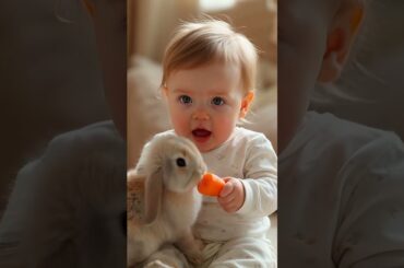 #Baby Feeding a Tiny Rabbit short video