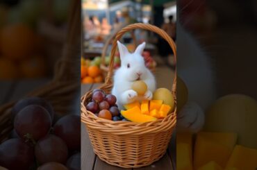 Rabbit's fruit basket - Cute pet rabbit pastoral little pet #shorts #rabbit