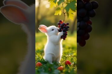 Bunny eating grapes is so cute, Rabbit pastoral cute pets #shorts #bunny #rabbit