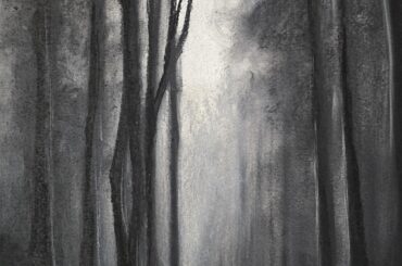 Silhouettes of the woods. Original wet charcoal and pastel art by me.