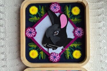 My friend made this amazing artwork based on pictures of our 3 bunnies!