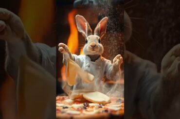 The Cutest Pizza Chef Ever! Baby Rabbit in 8K!