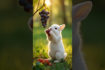 Rabbit eating grapes is so cute, Rabbit pastoral cute pets #shorts