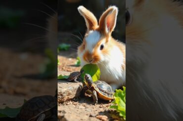 Turtles reaction to rabbit - Cute Rabbit, Cute Turtles #cute #rabbit #turtle #shorts #pets
