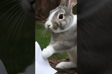 Funny Bunny Steals a Piece of Paper | Cute Rabbit Caught in the Act!