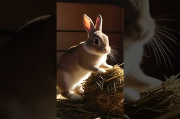 Adorable Bunny Rearranging Its Hay Pile | Cute Rabbit Hay Compilation