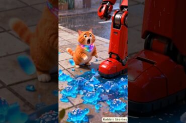 A Cute kitten stopped by an evil robot on the road #cuterabbit