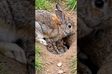 Wild baby bunnies are drinking milk #wildlife #rabbit #bunnies