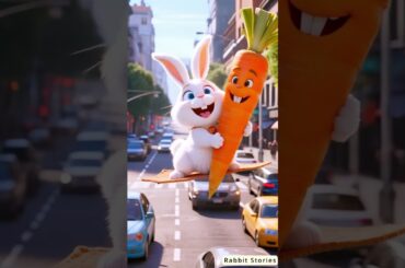 A Cute Rabbit Finds A Big Carrot In The Store