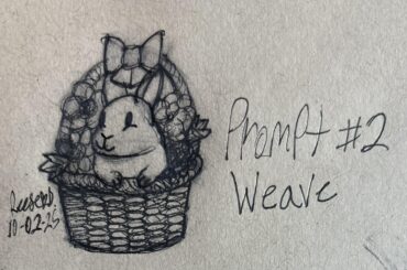 A doodle of a rabbit in a basket of flowers that I did for Inktober!