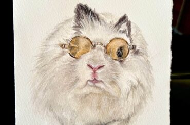 Halloween is over but wanted to show you all a painting I just did of my Moo dressed up as a very distinguished gentlebun🧐