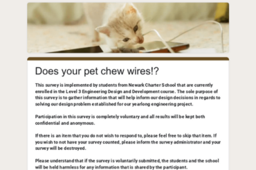 I am looking for help with a survey on pets (rabbits) chewing wires!