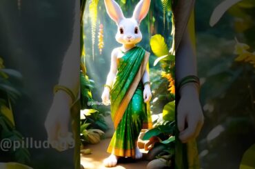 Cute Rabbit in Saree Dress #cute #shorts #ai #rabbit #khargosh #animals #shortsvideo #saree