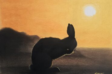 Morning wash. Original wet charcoal and pastel art by me.