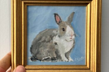 Since my dogs don’t allow me to have rabbits, I paint them