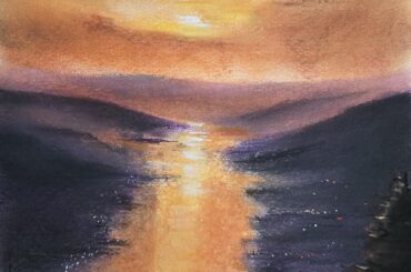 Reflections of gold. Original wet charcoal and pastel art by me.