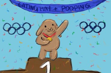 I drew my boy winning a gold medal for “Eating Hay and Pooping” At the Olympics!!