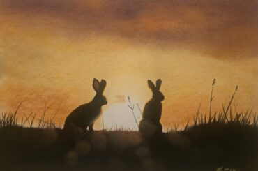 Brothers. Original wet charcoal and pastel art by me. Inspired by the book 'Watership Down'.