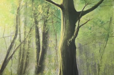 Hide and seek. Original wet charcoal and pastel art by me.