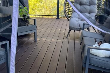 Chocolate bunny/marshmallow bunny on my patio furniture like it’s theirs!