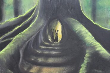 Home sweet home. Original wet charcoal and pastel art by me.