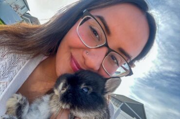 This is my bunny. Guess his name! It’s a birthday themed name.