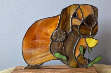 A local artist made this wonderful stained glass piece of my little baby Fig! ☀️