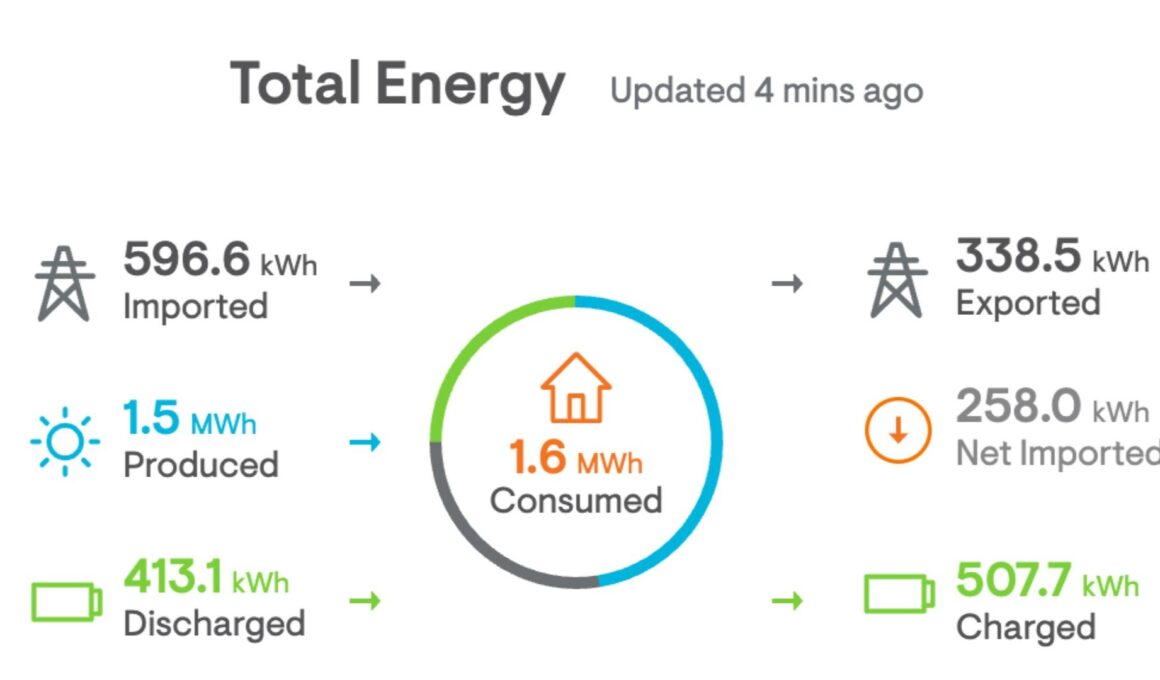 A graphic of an energy report for a home solar system