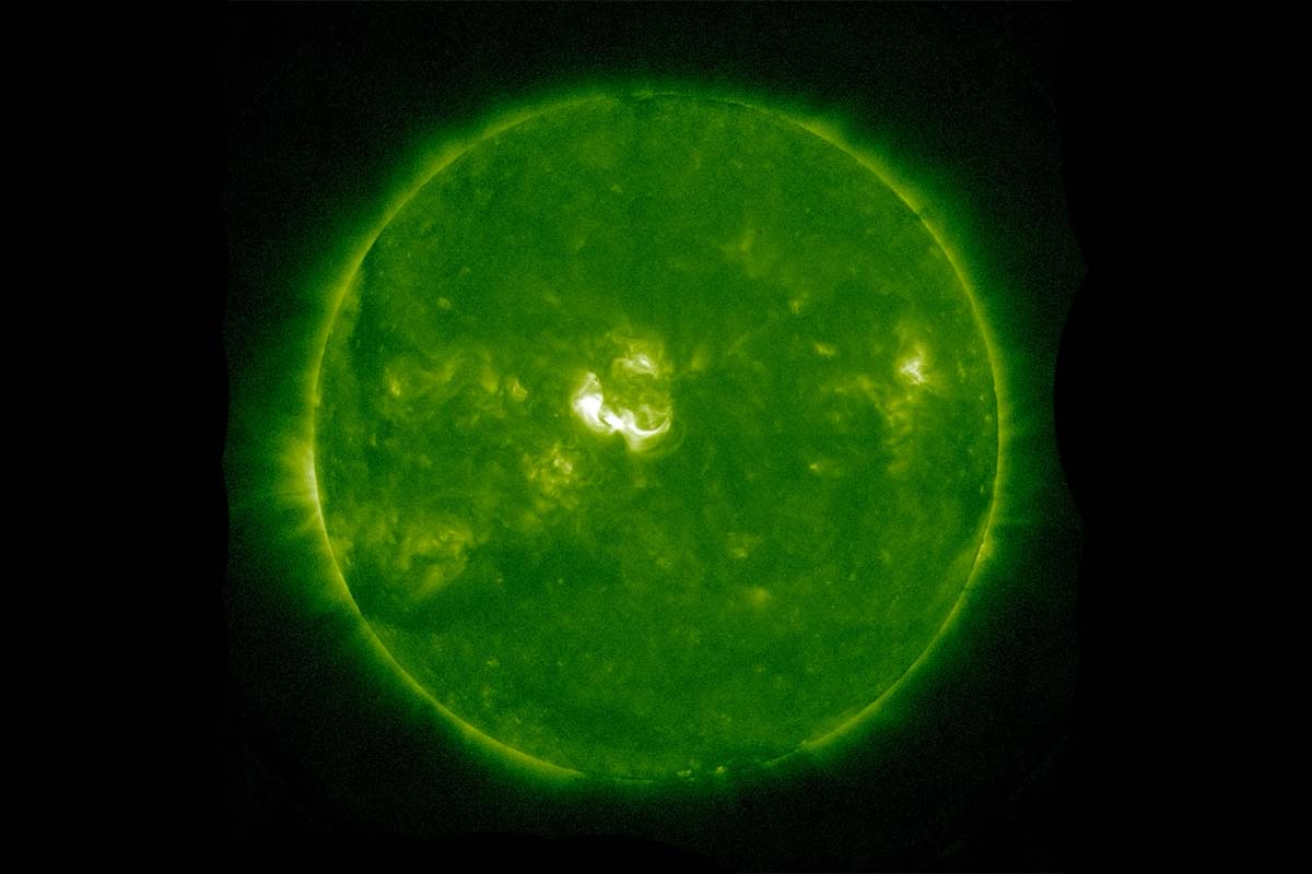 Solar activity was spotted on the centre of the solar disk on 6 October 2026 by NASA's Solar Dynamics Observatory. Credit: NASA/SDO